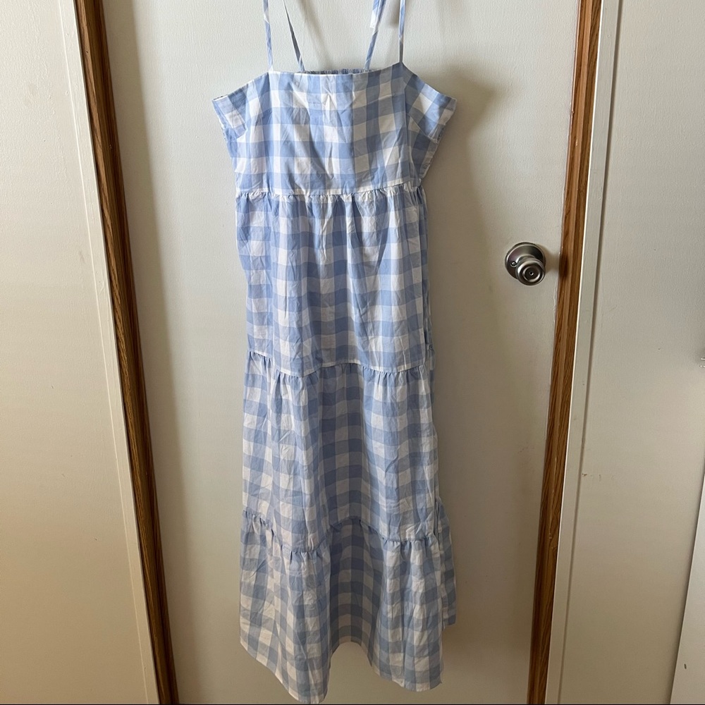 Gingham dress with tie straps